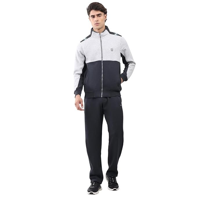 Monte Carlo Men’s Regular Fit Collared Neck Full Sleeve Solid Winter Tracksuit | Soft Warm Material | Stylish Sports & Casual Winter Wear for Men (Pack Of 1)