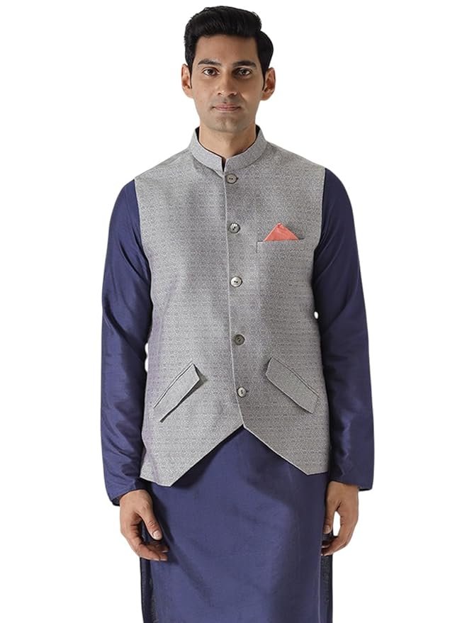 KISAH Nehru Jacket for Men – Printed Modi Jacket | Ethnic & Formal Waist Coat for Weddings, Parties & Office Wear