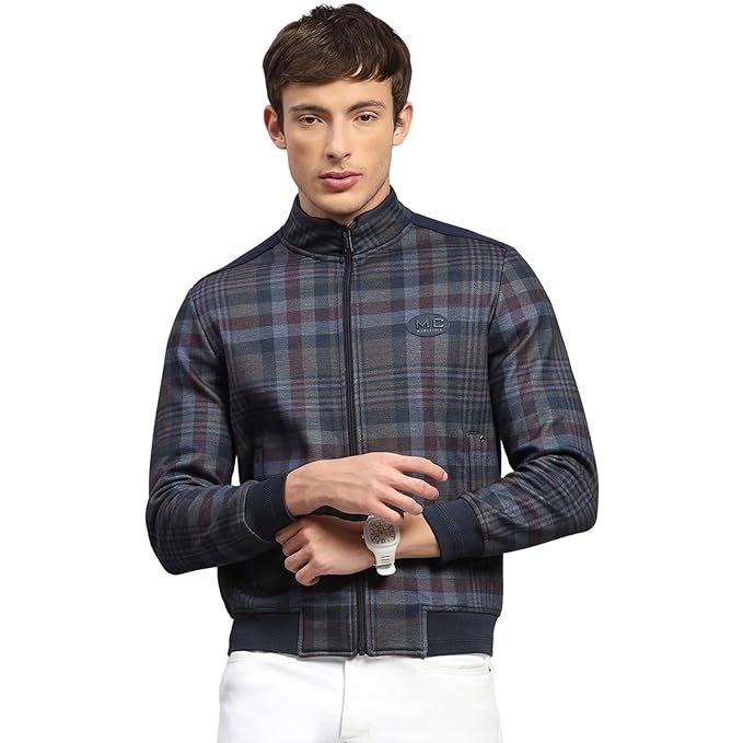 Monte Carlo Mens Regular Fit Jacquard Pattern Zipper Closure Full Sleeve Winter Sweatshirt | Stylish Sweatshirt for Men | Soft Comfortable Casual Winter Wear for Men's(Pack of 1)