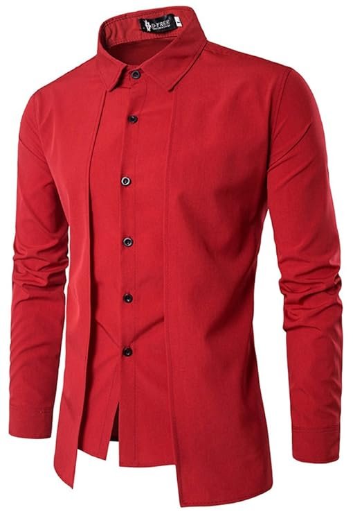 (SGL Collection) Men's Dress Shirt, Long Sleeve, Modal Design, Regular Color, Slim Fit, Cut and Sewn, 4 Color Selections, Sizes S - XL