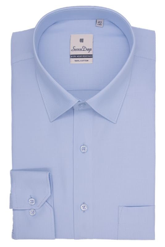 7-DAYS Men's Premium Formal Shirt - 100% Pure Cotton, Regular Fit, Plain, Full Sleeves, with Pocket – Perfect for Office Wear & Under Suits