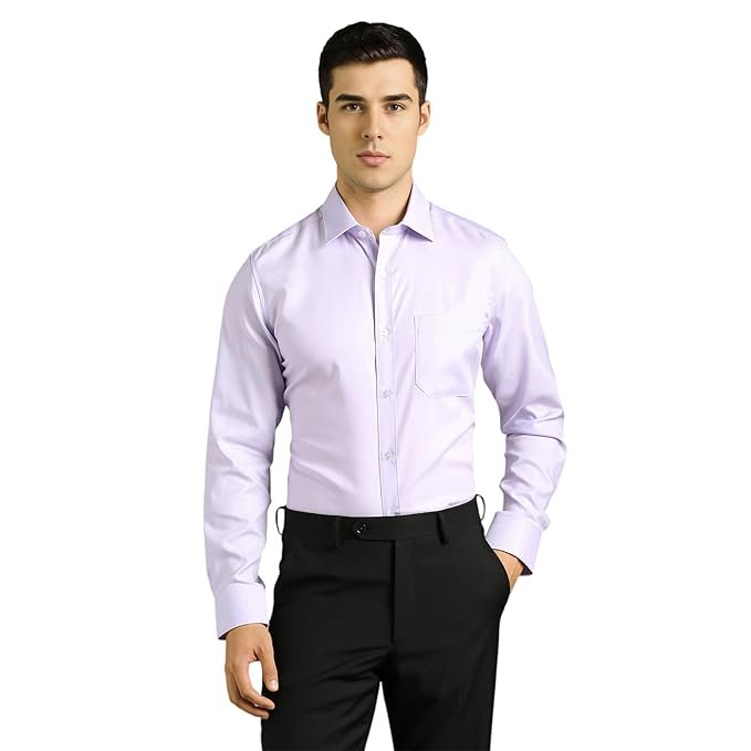 Louis Philippe Men's Cotton Regular Fit Solid All Day Comfort Effortless Ironing Shirt