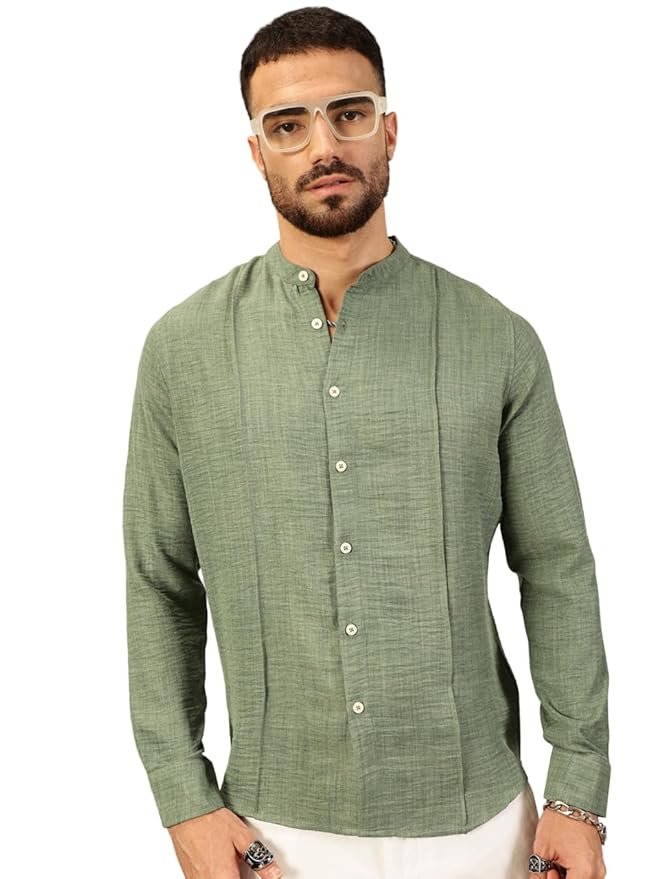 Thomas Scott Men's | Solid | Full Sleeve | Slim Fit | Linen Blend | Mandarin Collar | Casual Shirt 3.6 3.6 out of 5 stars   (73)