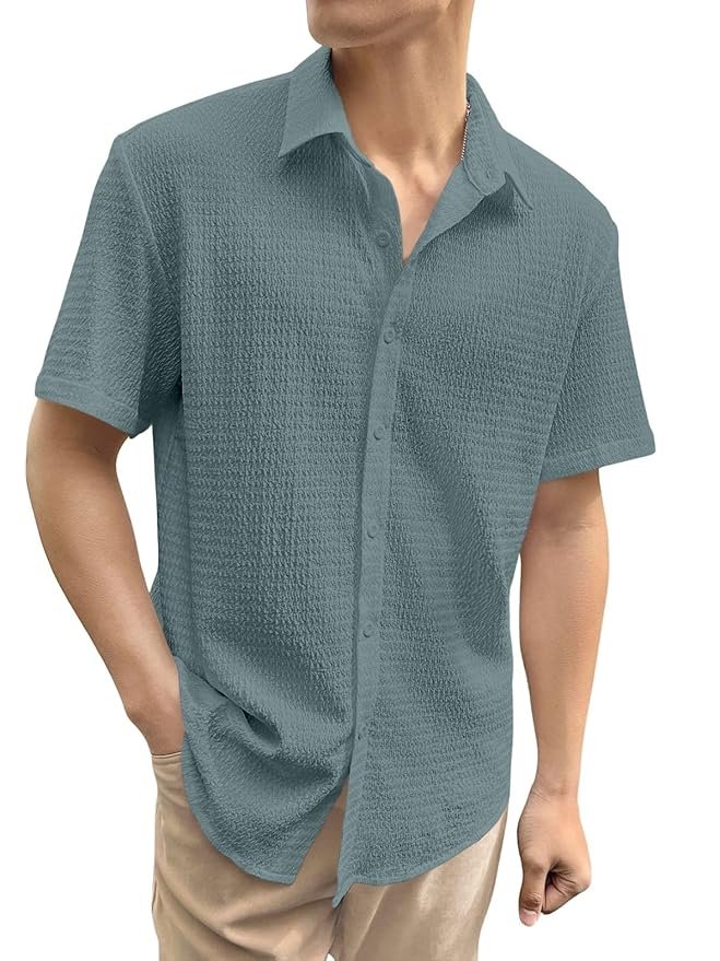 GRECIILOOKS Men's Polycotton Shirt |Stylish Casual Regular Fit Shirts | Textured Half Sleeve | Slim Fit | Business & Meeting Ready (Available in Plus Size and Combo Pack of 2)