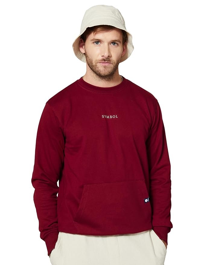 Amazon Brand - Symbol Men Cotton Rich Light Weight Crew Neck Sweatshirt (Regular Fit) (Available in Plus Sizes)