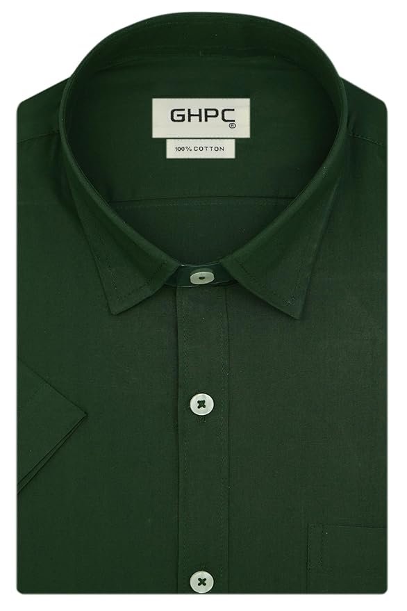 GHPC 100% Cotton Plain Solid Half Sleeves Regular Fit Formal Shirt for Men