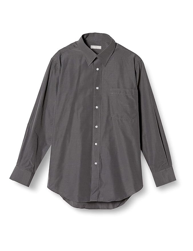 Dress Code 101 SHIRT-000 Men's Dress Stability Processing Shirt, Business or Casual Style, Cool Shirt, Long Sleeve, Various Sizes, Regular Button Down, Wide Collar, 36 Gray (Solid) Regular RG4002, 首回り
