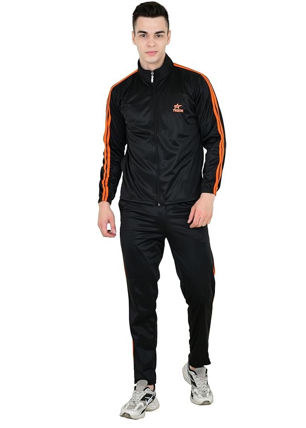Polyester Sports Training Tracksuit for Men with Zipper | Men's track Suit | Ideal for Trail Running, Gym Fitness & Training, Jogging, Lounging
