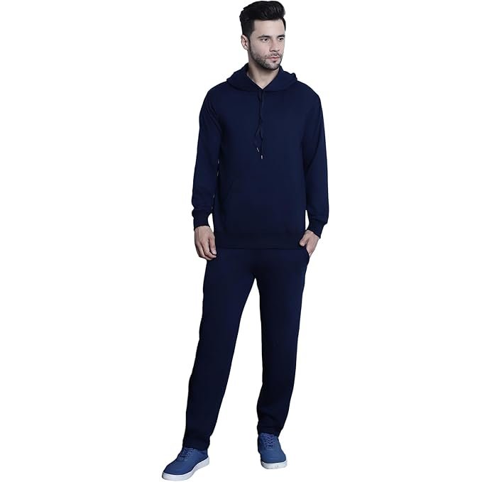 Mack Jonney Solid Hooded Cotton Fleece tracksuit Co-Ord Set for Men-MACK32605