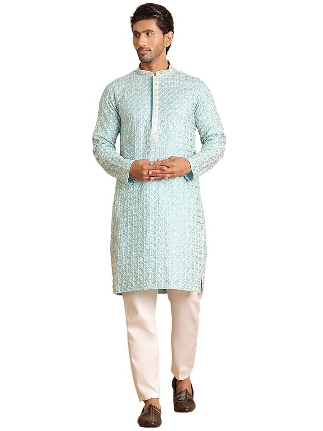 Jompers Embroidered Viscose Kurta Set For Men