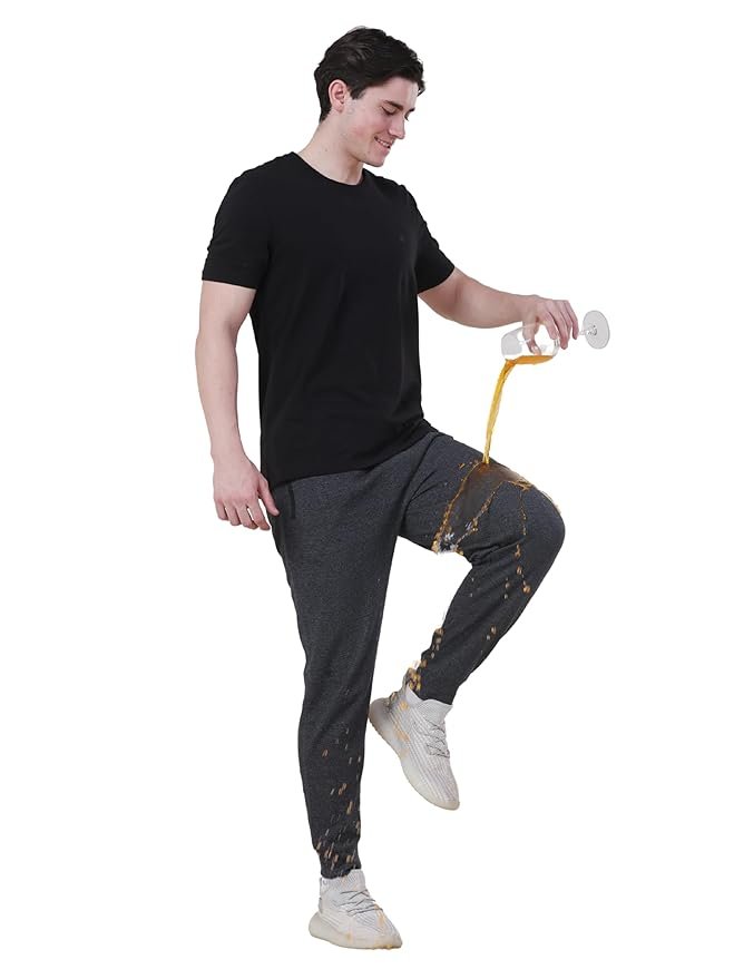 TURMS Men's Water Repellent Joggers | Anti Stain Anti Odor Travel Edition Trackpants | Cotton Blend Casual Sweatpants Drawstring Waist Zipper Pockets