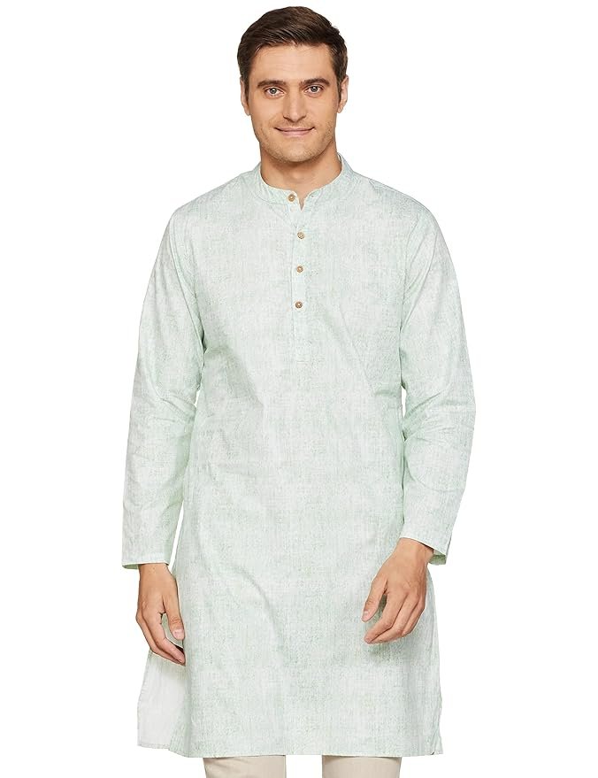 Amazon Brand - Symbol Men Cotton Printed Long Kurta (Regular Fit)