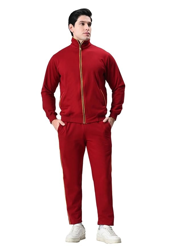Men Solid Fleece Warm Zipper Stylish Tracksuits for Winter (Pack of 1)