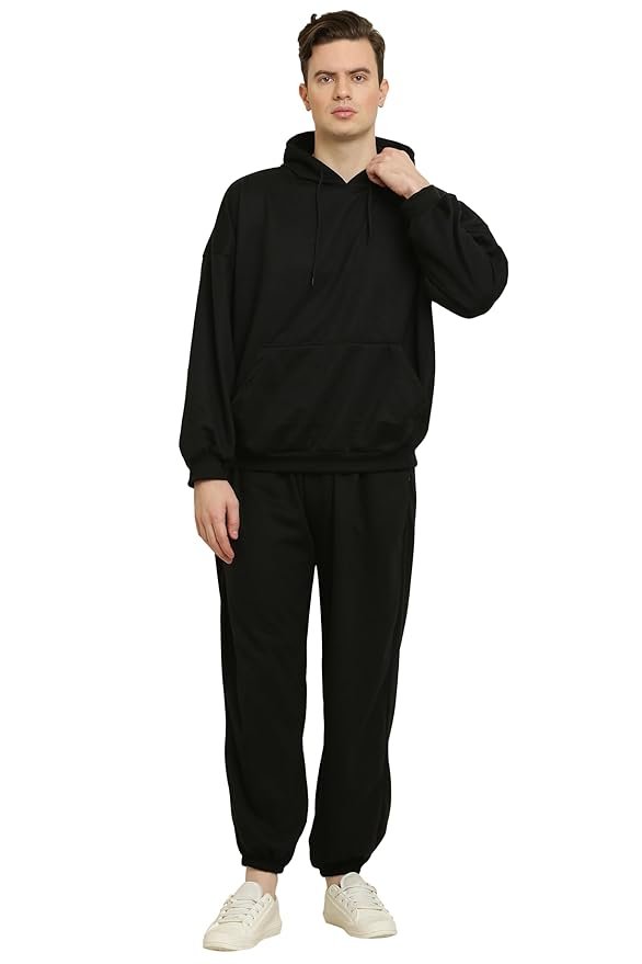 GLAMY Men's Fleece Long Sleeve Pullover Hoodies Set Full Length Winter Nightwear Pajama and Hoodie Set Tracksuit (Small to 10XL) (7 Colours)