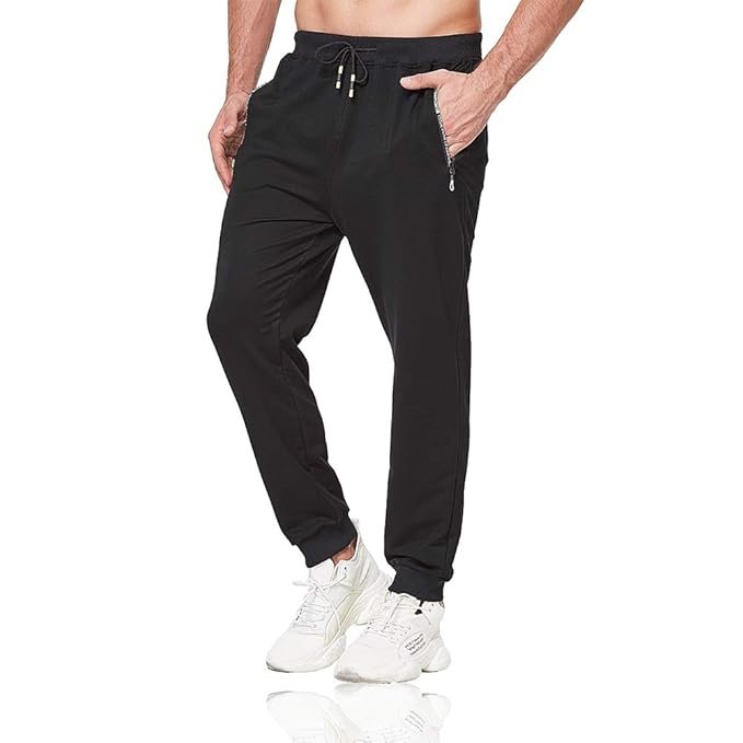 Tansozer Mens Lightweight Joggers Sweatpants with Zipper Pockets and Elastic Bottom