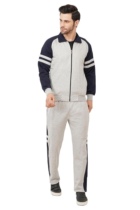 Warm Cotton Fleece Track Suit For Men For Winter Wear With Full Zipper