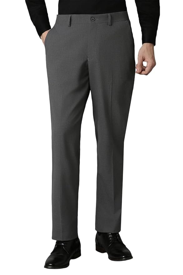 Louis Philippe Men's Regular Fit Mid Rise Solid Superior Comfort with Extra Stretch Trouser