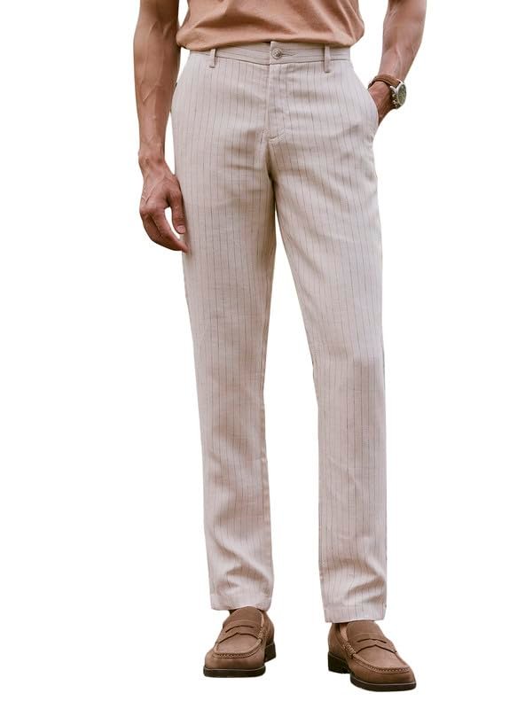 Men's Casual Cotton Linen Woven Trouser