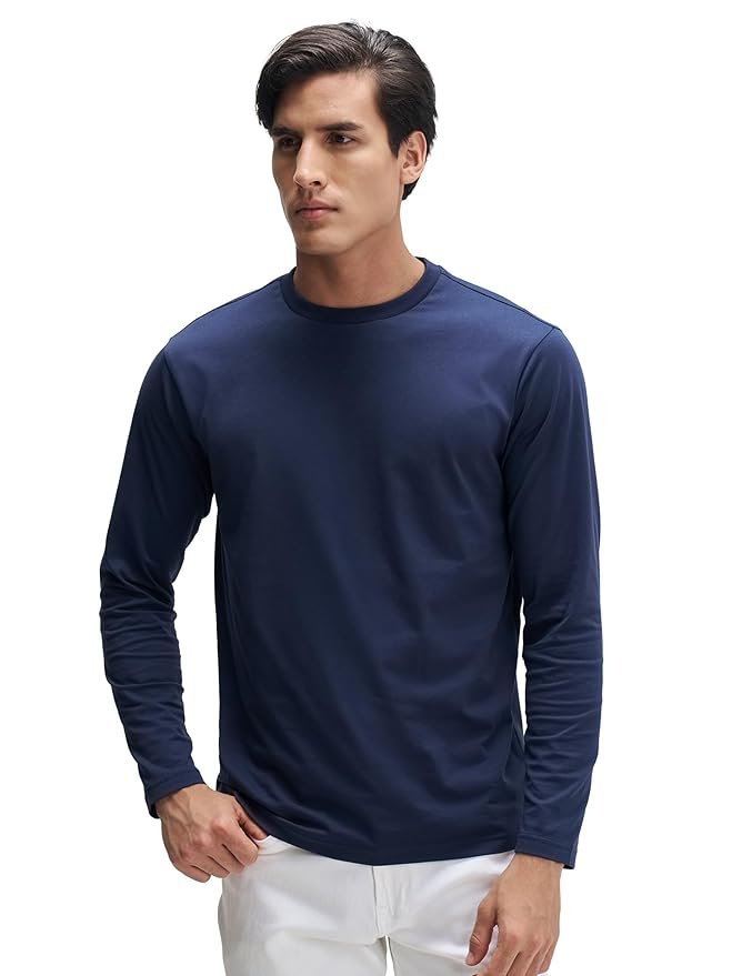 XYXX Men's Solid Cotton T-Shirt | Round Neck Tshirt | Full Sleeves | Solid-Regular Fit Tshirt for Men